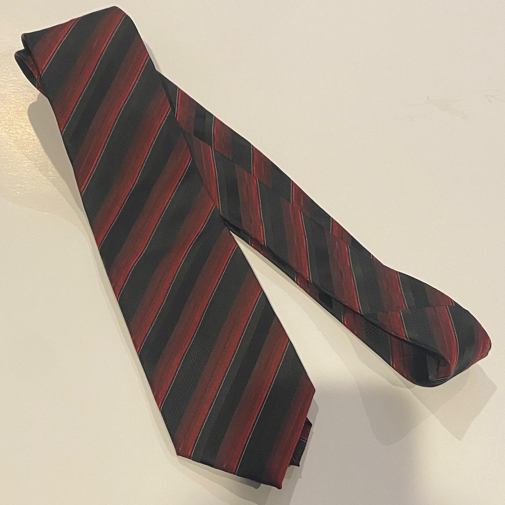 Alexander Julian Black and Red Striped Tie